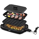 アイリスオーヤマ(IRIS OHYAMA) ホットプレート ブラック 網焼き風ホットプレート 3枚焼き シンプル 焼肉 たこ焼き IHA-A30-B
