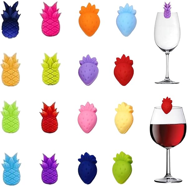 6-Piece Reusable Silicone Fruit Drink Markers - Glass Cup Identifiers For Parties, Bars, Christmas - View #7