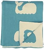 DARZZI Whale Knitted Baby Blanket, Turquoise/Natural, 35 x 45 by DARZZI