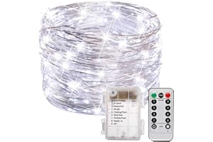 vviho LEDイルミネーションライト ストリングライト ハロウィン飾り ジュエリーライト 100球 10m 電池式 リモコン付 8パターン タイマー機能 点滅 点灯IP67防水 防塵仕様 クリスマス 学園祭 LED飾りライト 屋外 室内 ガーデン