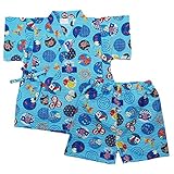 《盛夏 甚平》(ジンベイ) 日本製ベビー男児 リップル生地祭り柄甚平スーツ 90cm/ブルー NO.OG-75544