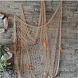 Youbedo Nautical Fish Net With Shells Decoration Retro Photography Props Creamy White Mediterranean