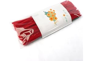 LOZIZI 100本入 単色 高密度 手芸モール 工作モール カラーモール クラフトモール 手作り素材 骨格モール ワイヤーアート(10本のフラワーロッドを含む、色鮮やか完備) (1-濃赤色)