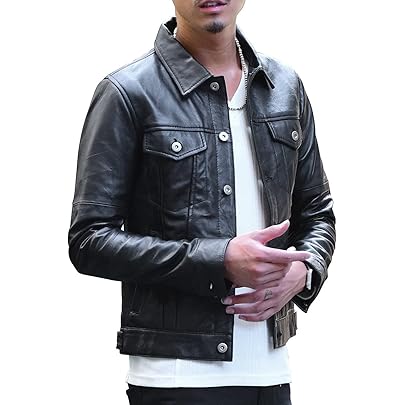 Amazon.co.jp: 【本革】レザージャケット ライダースジャケット メンズ