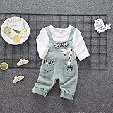 (プタス)Putars ベビー服 子供服 上下セット 二点セット 男の子 長袖 サロペット キリン柄 可愛い オシャレ スポーツ 運動会 旅行 記念日 プレゼント 1-4歳