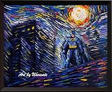 uhomateバットマンスーパーヒーローVincent van Gogh starry nightポスターホームキャンバス壁アート記念ギフトベビーギフト子供部屋装飾用リビングルーム壁装飾a037 13