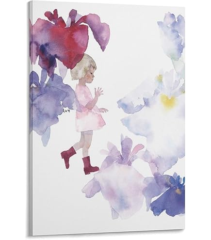 Amazon.co.jp: いわさきちひろポスター額(桃) (花と少女