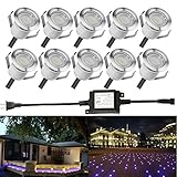 埋め込み式ライト FVTLED スポットライト 地中埋込型ライト 12V 0.6W IP67防水 LED 照明 高輝度 省電力 複数延長可能 ガーデン 庭 屋外用 (30個セット, ブルー)