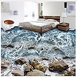 3d壁紙3dフローリング床PVC壁画壁紙Seaside Sea Waves StonesリビングルームベッドルームバスルームPVC防水床ウォール壁紙ホームデコレーション、ayzr qasa697632
