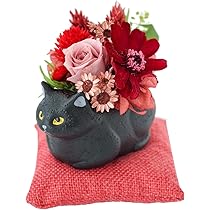 リクエスト専用　ピンクの大きな花　猫　5個セット 花ネコぶちゃのくろちゃんピンク｜ぶさカワイイ黒猫フラワーギフト