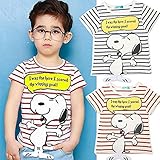 【 韓国スタイル子供服】 夏新作Tシャツ　キッズ /半袖 男 の子/可愛い SNOOPYプリントボーダー柄 全2色100/110/120/130/140 Blue,120cm