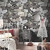 Blooming壁: Faux Vintage Stone Green Leaves壁壁画壁紙ロール、20.8 in * 32.8 Ft = 57 Sq Ft、Looks Real Up 。 BW-B