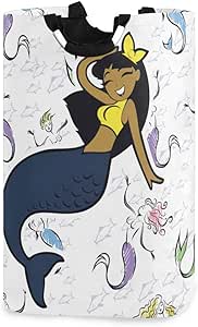 Amazon Lubataga ランドリーバスケット 漫画イラスト美しいかわいい愛らしい人魚 ランドリーバッグ 洗濯かご おりたたみ 洗濯カゴ おしゃれ 収納ボックス おもちゃ収納 ランドリー収納 オンライン通販