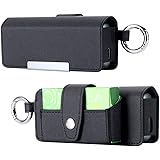 対応IQOS ILUMA PRIME用のケース(アイコスイルマ プライム) 対応ケースー革コンパクトアイコスデュオポーチ小さいマグネット式ブランド電子たばこカバー本体ヒートスティック全部収納ホルダー 対応 (BLACK)