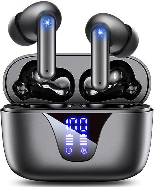 イヤホン bluetooth ワイヤレスイヤホン 【2026 声の新時代が登場】ワイヤレス Bluetooth 5.3 自動ペアリング 超軽量 コンパクト設計 Type-C急速充電 LEDバッテリー残量表示 タッチ操作 音漏れ低減 IPX7防水 マイク内蔵 AAC/SBC 通勤/運動/Web会議 - 1