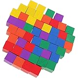 図形 キューブ つみき ブロック 正方形 木製 知育 おもちゃ 玩具 カラフル 全2選択 - 50個