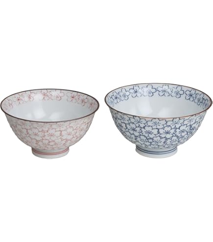 Amazon.co.jp: 源右衛門窯 染付梅紋飯茶碗 2客組 ペア : ホーム＆キッチン