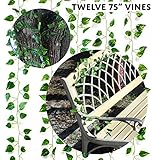 人工フェイクVines 75 ' (値12パック) ; Simulated登山アイビー植物ガーランドパーティーでまたはGreeneryに、パティオまたはヤード75フィート