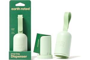 Earth Rated Dog Poop Bag Dispenser - Patented New Waste Bag Holder For Leash - Durable Silicone Strap & Strong Locking Mechanism Keep Doggie Bags Secure | Includes 15 Unscented Bags