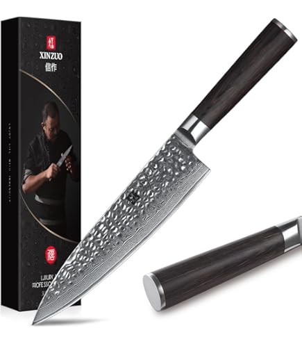 Amazon | XINZUO 21cmダマスカス鋼 Kiritsukeシェフナイフ、スーパー