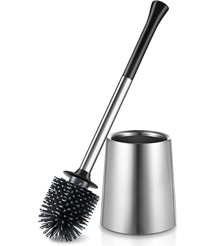 thumbnail image 2 of FORIOUS Toilet Brush And Holder Set Brushed Nickel, Heavy 2 of 10