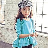 Candykids　 女の子 子供服 入学式・入園式・卒園式・お祝い 結婚式 発表会 入学式 ガールズ ベビー 赤ちゃん キッズ 子ども シャツ 長袖 (120cm, ブルー)