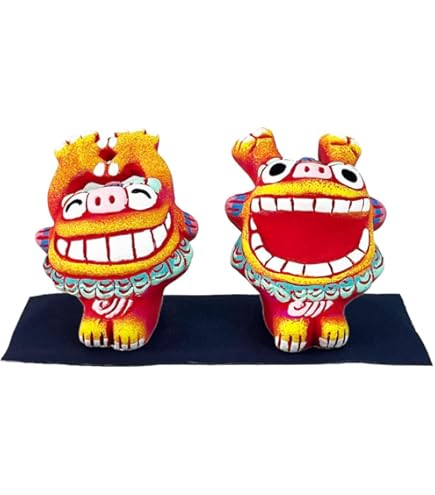 Amazon.co.jp: シーサー 魔除け 厄除け 御守り 沖縄 置物 笑顔 花