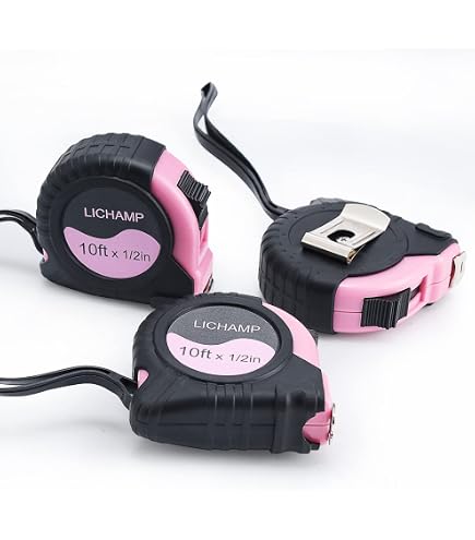 Lichamp Pink Tape Measure 4 Pack - Includes 10ft, 16ft, 25ft Retractable Tapes & Soft Tape, 04MXPK Set - View #2