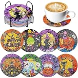 JANLOFO ハロウィン コースター 8枚セット ダイヤモンドアート コースター ハロウィン プレゼント ダイアモンドアート キット 初心者 ハロウィン 飾り 手作りキット 手芸キット