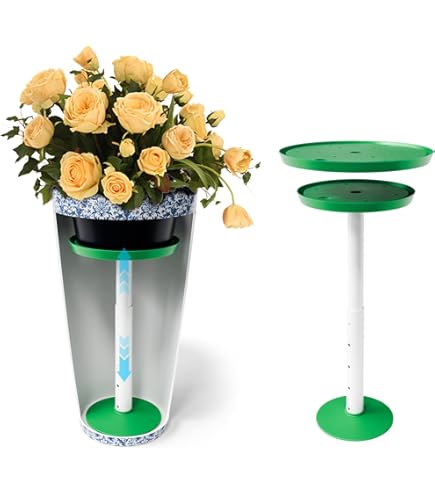 2 Pack Adjustable Height Plant Risers For Large Pots - 12-21" Planter  Inserts With 6 8 10" Boards Wooden Pot Filler