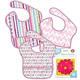 バンキンス 油が落ちるスタイ+デンタル歯がため(フラワー)【日本正規品】スーパービブ 柔らかくて軽量 洗濯機で洗えてすぐ乾く お食事用防水ビブ 6~24ヶ月 Girl Assorted S4-G8T