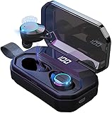 【第二世代強化版 IPX7防水 LEDディスプレイ Bluetooth5.0 】 Bluetooth イヤホン ワイヤレスイヤホン 4000mAh 電池残量インジケーター付き 左右分離型 音量調節 マイク内蔵 自動ペアリング Hi-Fi高音質 6Dステレオサウンド CVC8.0ノイズキャンセリング スポーツ ブルートゥース 完全ワイヤレス ヘッドホン Siri対応 PSE＆MSDS＆技適認証済み iPhone/iPad/Android対応