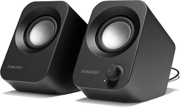 FUNLOGY Speaker(スピーカー/PCスピーカー)【VGP2024受賞】総合14W / ステレオスピーカー/USB給電/重低音/AUX / 3.5mmピン入力【日本ブランド】 (ブラック) - 1
