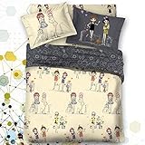 Qbedding Kids' Series 100% Cotton Duvet Cover + Pillow Sham Set (Bella & Betty, Full/Queen) [並行輸入品]