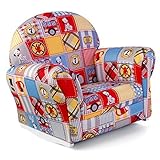KidKraft Upholstered Rocker with Slip Cover Toy, Firefighter Patchwork [並行輸入品]