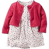 [カーターズ] カーディガン 半袖ロンパース ワンピース 2点セット ワインレッド ベビー服 女の子 (6months(61-67cm)) [並行輸入品]