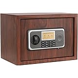 Jssmst（ジェスマット） 金庫 電子テンキー式 家庭用 木目 店舗用 壁付け対応 緊急キー2本 日本語説明書付 幅35cm×奥行き25cm×高さ25cm (L)