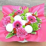 [エルフルール]生花 白ピンポンマム&ピンク系フラワー アレンジメント 誕生日 結婚祝い お祝い フラワーギフト プレゼント 贈り物