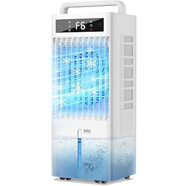 ❤️新品❤️冷風機 10L 大容量 静音 首振り風量6段階 キャスター付き クーラー 冷風機 10L大容量 6段階冷風 首振り リモコン付 省エネ ホワイト