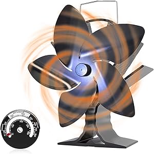 ストーブファン Fanyueng 薪ストーブファン 【2020年最新版】 火力熱炉ファン 5つブレード スチール製 石油…