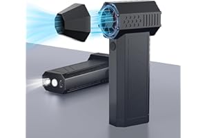 KOJIHOMU エアダスター ブロワー 洗車 【超小型で爆風】電動エアダスター 最強ブロワー 超強力 最大風速150m/s 5000mAh大容量バッテリー USB充電式 小型 LEDライト付き PC掃除/空気入れ/キーボード/エアコン/洗車用 (ブラック)