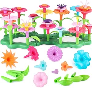 Amazon Cenove 女の子 ギフト 3 6歳 幼児 おもちゃ 女の子 おもちゃ 花 庭 建物 おもちゃ セット 茎 おもちゃ 98ピース アクション スポーツトイ おもちゃ