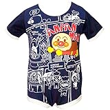 【本体綿100％】2016年 夏物 アンパンマン 天竺 アメコミ風プリント 半袖ロンパス ロンパース カバーオール Anpanman ネイビー◇70cm