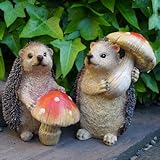 針ねずみの置物 きのこハリネズミの２品セット １２８９９・９００Ｎ オーナメント オブジェ ガーデン ガーデニング インテリア マスコット アニマル