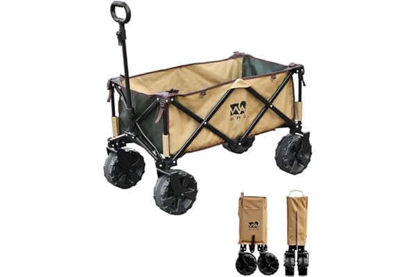 WAQ キャリーワゴン【 大型タイヤ 】自立収納 コンパクト 耐荷重150kg ワンタッチ収束式 106L 大容量 折り畳み アウトドアワゴン キャリーカート キャンプカート 軽量 4輪 特大 タイヤ キャンプ WAQ