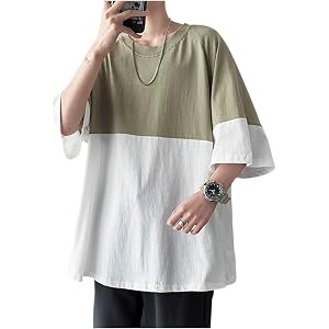 [ゴスファング] Tシャツ 5分袖 半袖 クルーネック ツートーン バイカラー お洒落 カジュアル M 〜 2XL メンズ