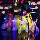 Binval Solar Waterdrop String Lights for Outdoor Patio Lawn Landscape Garden Home Wedding Holiday an