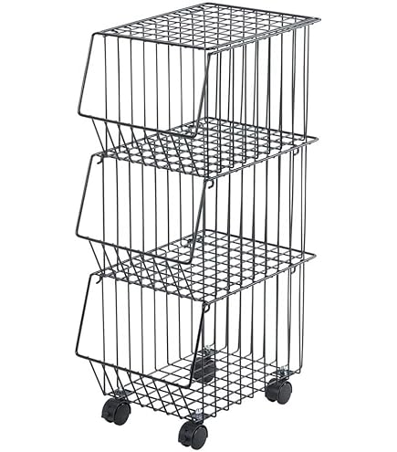 Amazon.co.jp: 下村企販 スタッキングバスケット 上にも物が