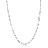 Silvora S925 カーブリンクチェーンネックレス 3mm / 5mm スターリングシルバー フィガロリンクチェーン メンズ レディース イタリア マイアミカーブチェーン 14～28インチ (ギフト包装) シルバー