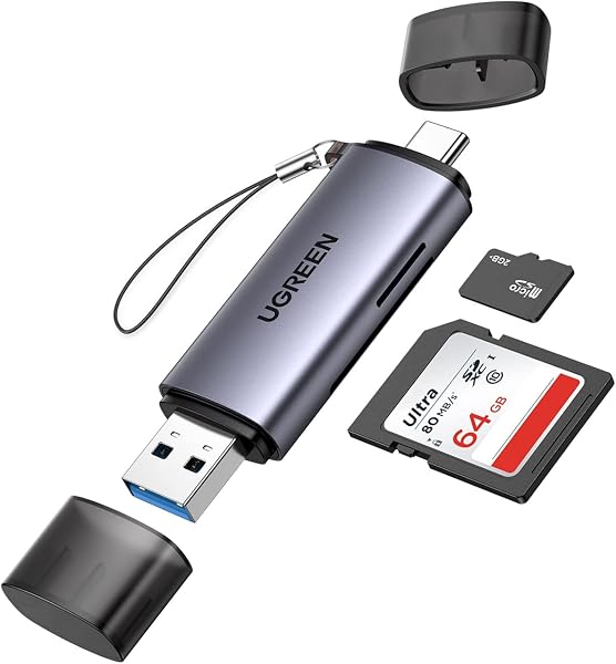 UGREEN カードリーダー USB-C/A SD TF 2in1 MicroSD 高速 USB3.0 メモリカードリーダー OTG対応 スマホ タブレット MacBook Windows PCに適用 - 1